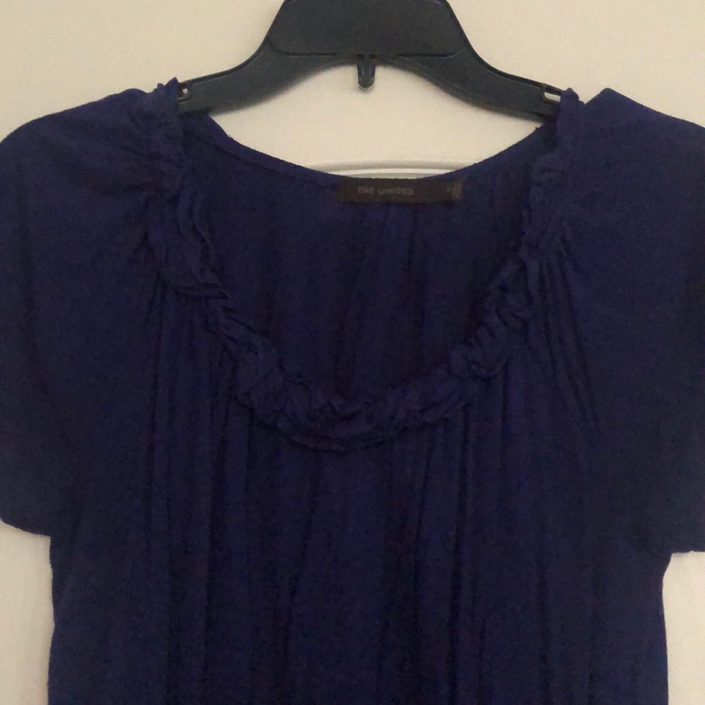 The Limited royal purple cotton T-shirt w ruffles